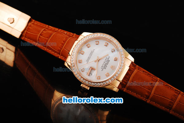 Rolex Datejust Swiss ETA 2836 Automatic Movement Diamond Markers with White Dial-Diamond Bezel - Click Image to Close